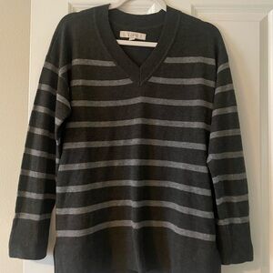 LOFT Charcoal and Light Gray V-Neck Sweater